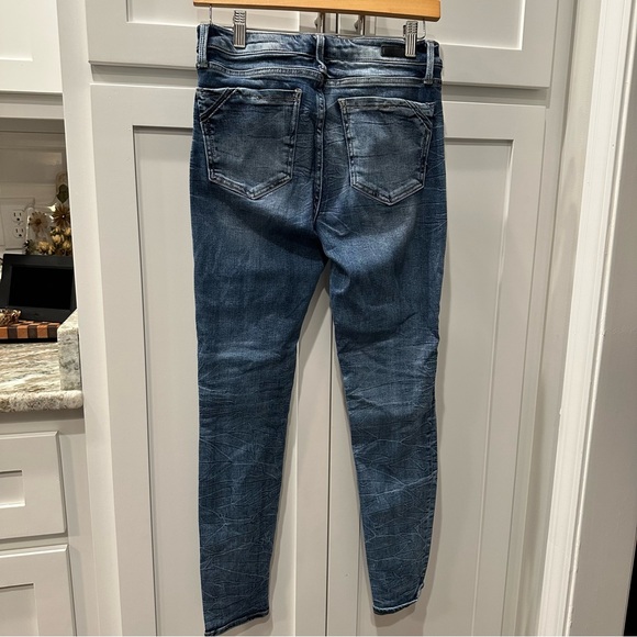 Buckle Blue Skinny Jeans with Faded Denim Look - Picture 2 of 5